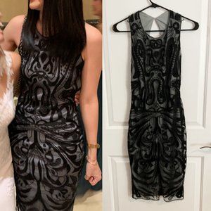 ASOS Black Backless Midi Dress with Beaded Embroidery